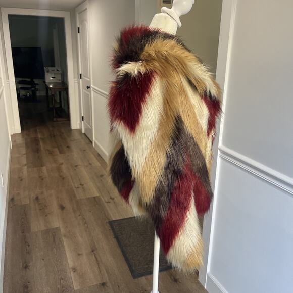 Chaser Faux Fur Party Coat Jacket Multi Color Size M New Years Event Vegas Club - Picture 2 of 13